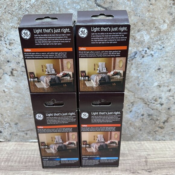 Lot Of 4 GE Relax LED A19 Light Bulb HD Light 3- Way 5w 11w 16w Soft White - Picture 2 of 9